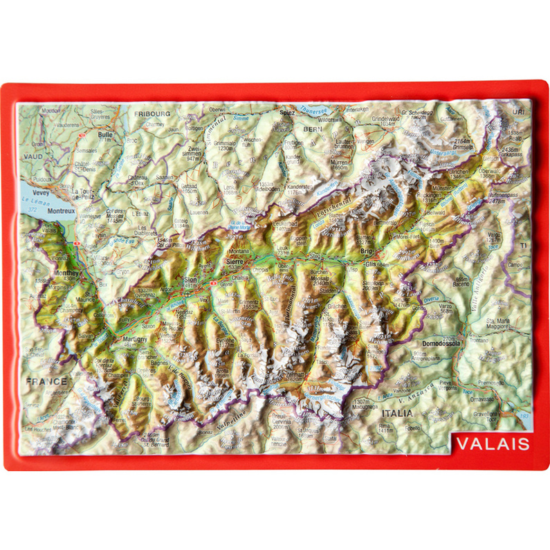Georelief 3D Reliefpostkarte Wallis