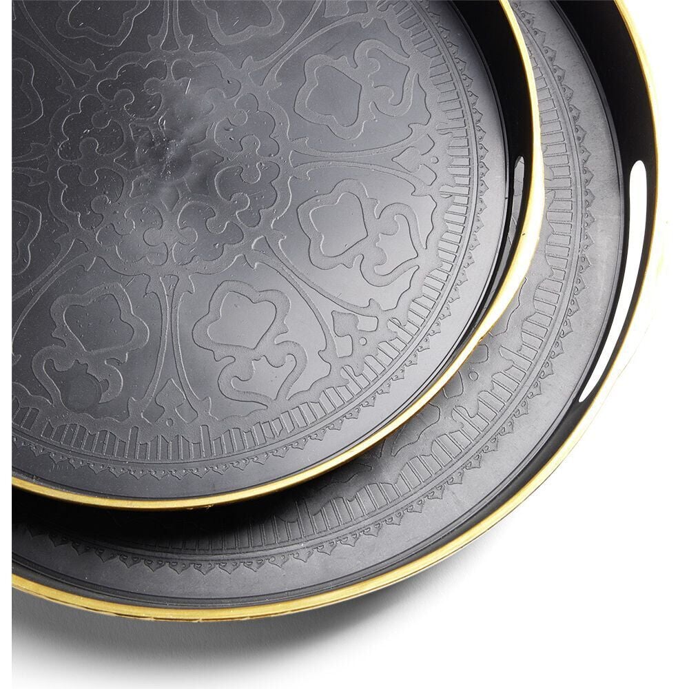 Lot de 2 plateaux Ø29cm et Ø36cm plastique noir