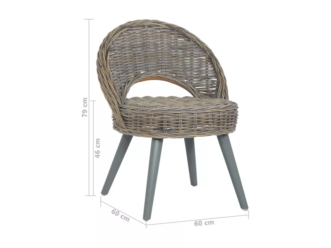 Chaise de canapé rotin kubu gris