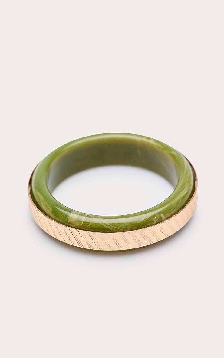 Doré Bracelet Jonc En Résine Olive Lisse