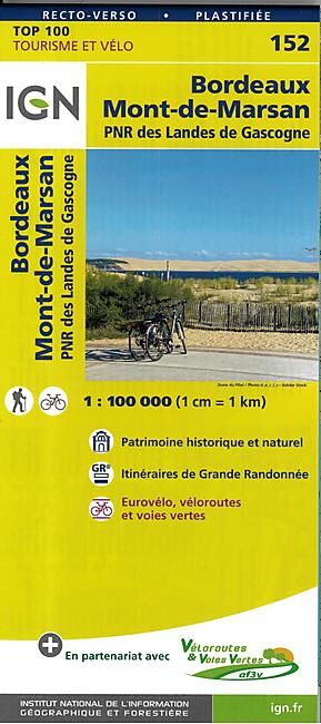 IGN - TOP 100 152 BORDEAUX MT DE MARSAN PLASTIFIEE