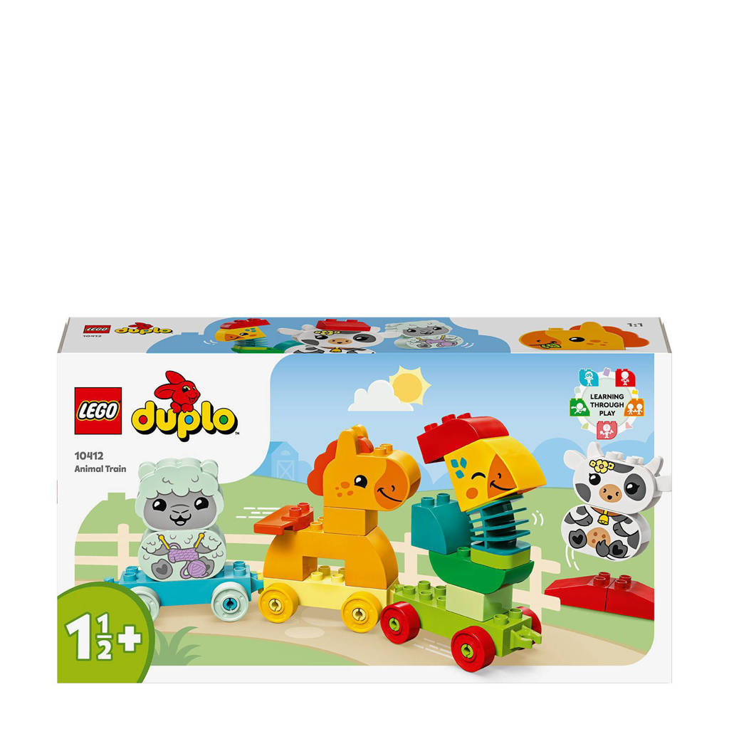 Leuke kleurrijke lego treinMijn eerste dierentrein Educatief Peuterspeelgoed op Wielen 10412