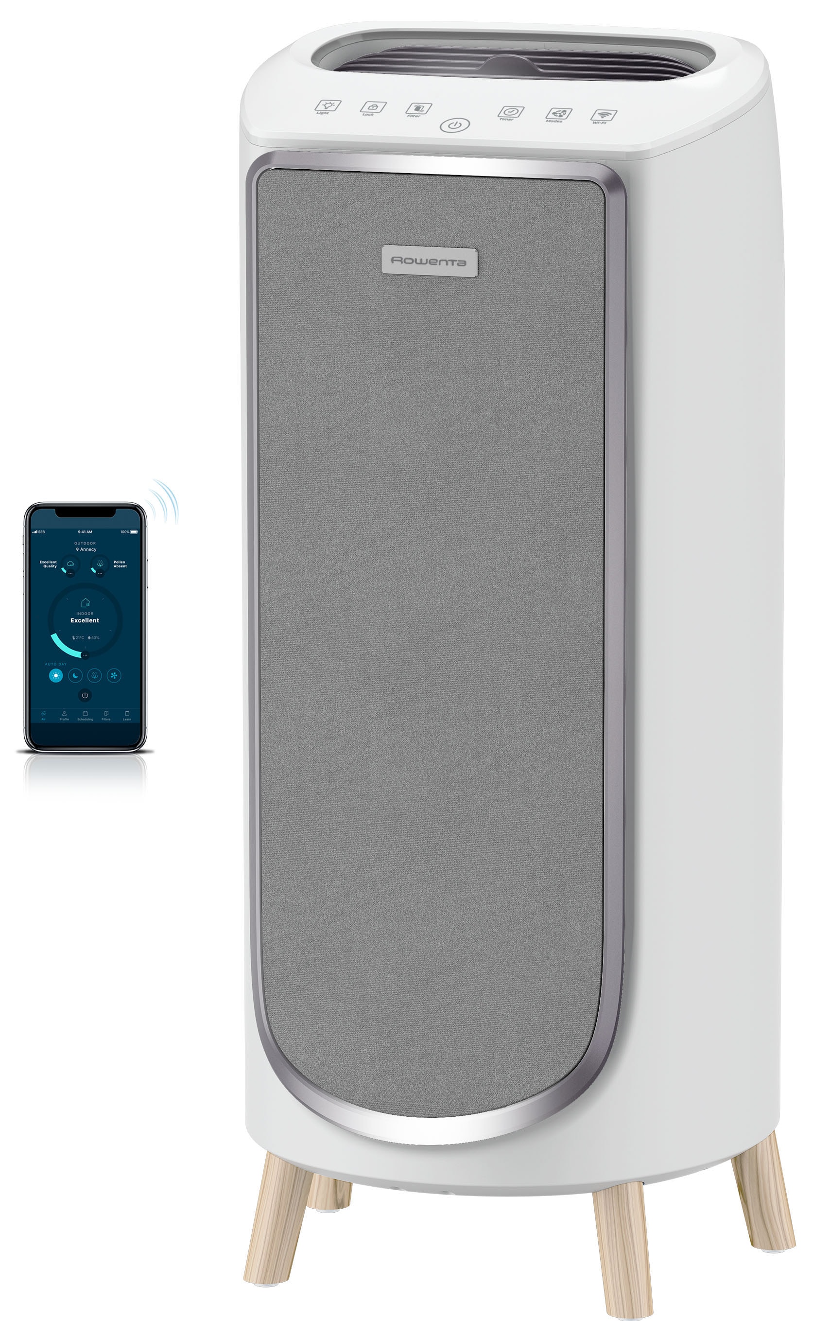 Rowenta Luftreiniger »PU6180 Intense Pure Air Home Connect« für 36 qm Räume HEPA-Luftfilterung, App, 4 automatische Modi, 32 dB(A), Textil-Finish
