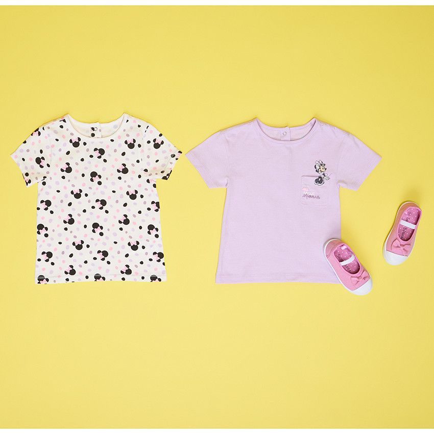 T-shirt manches courtes en jersey print Minnie Disney pour bébé fille - Lilas