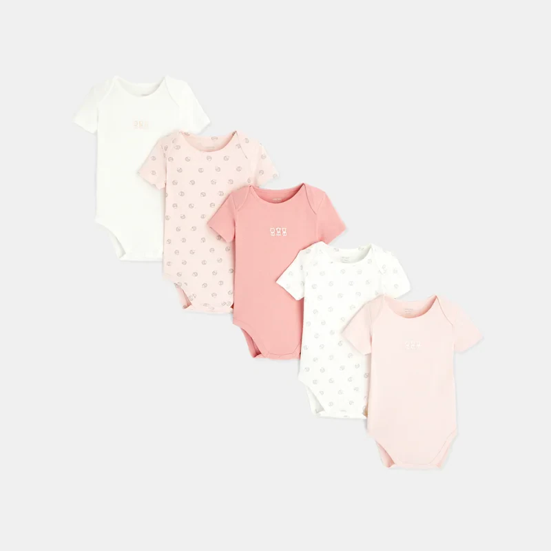Body manches courtes col US (lot de 5) rose naissance Rose
