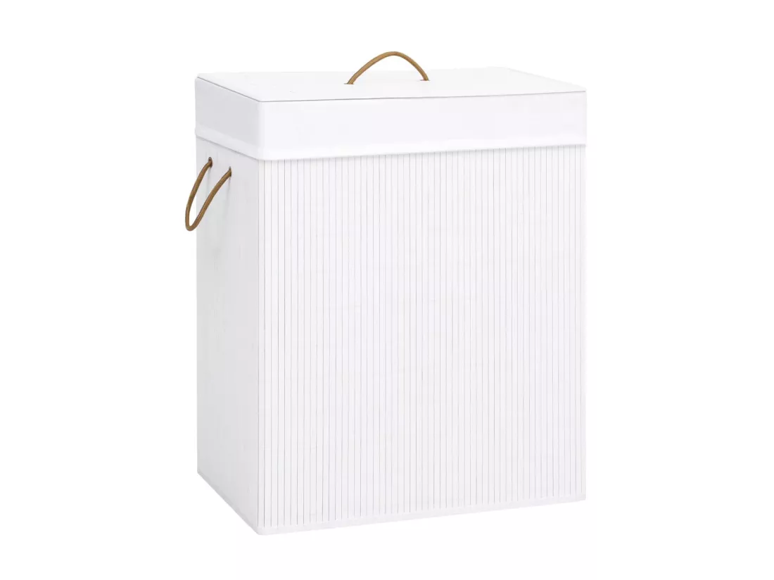 Panier à linge Bambou Blanc 83 L