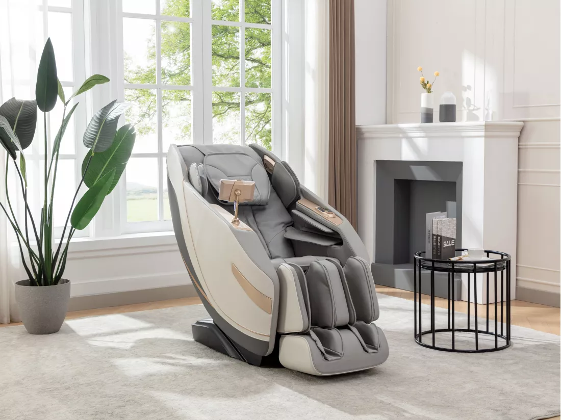 Fauteuil massant en simili - Système zero gravité - Gris - MOWATA