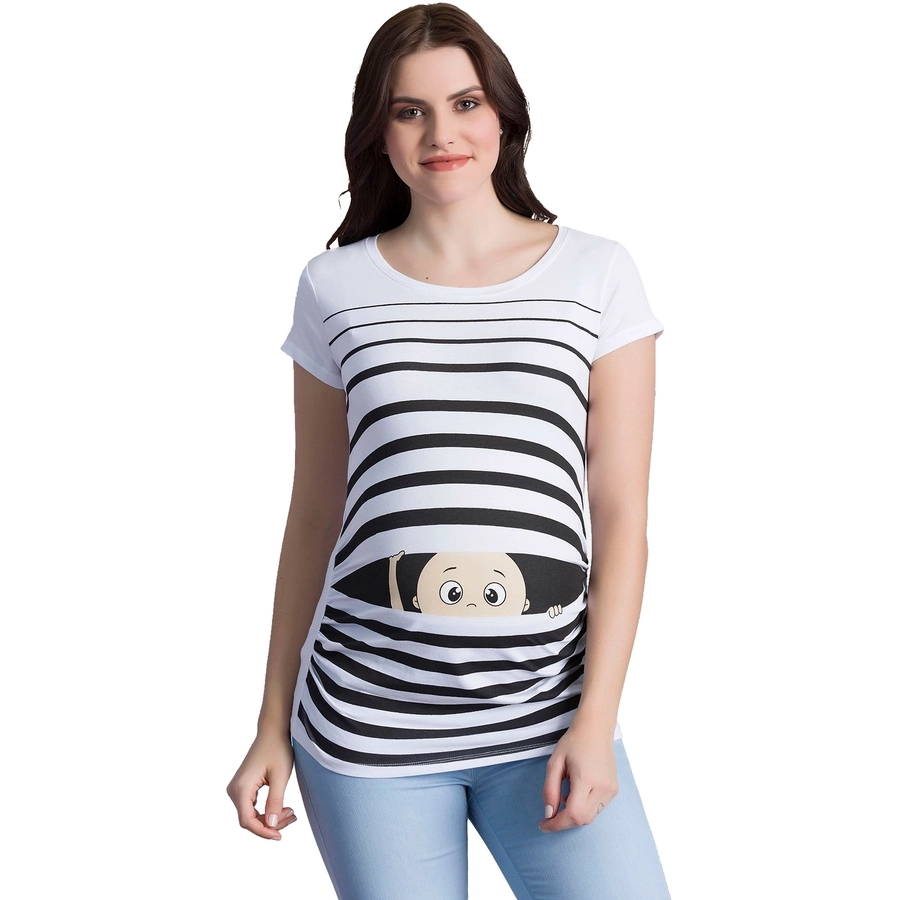M.M.C. Umstandsshirt Guck Guck mit Motiv Weiß