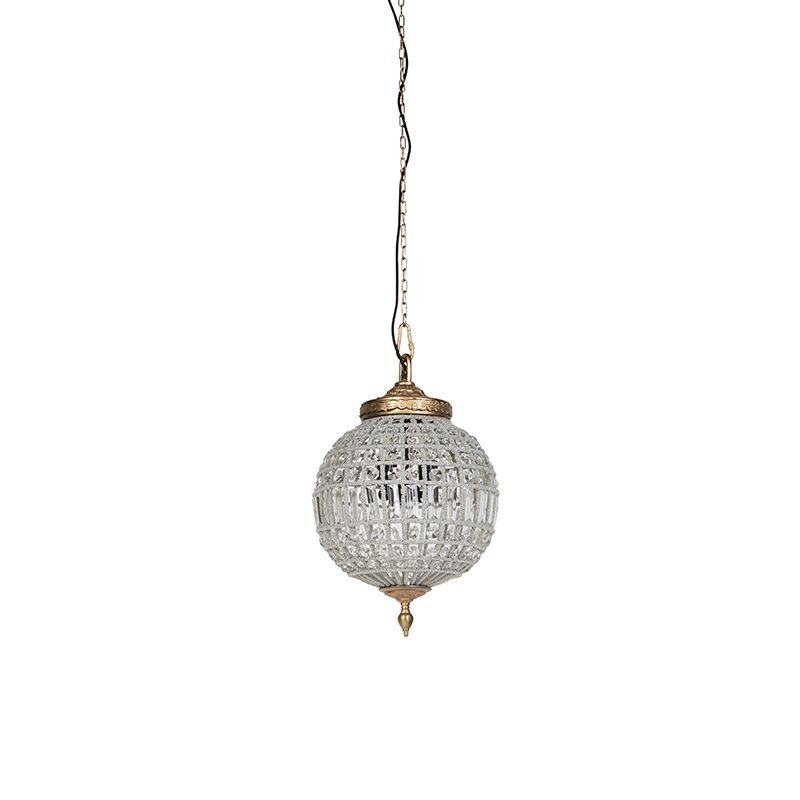 Art Deco hanglamp kristal met goud 35 cm - Kasbah