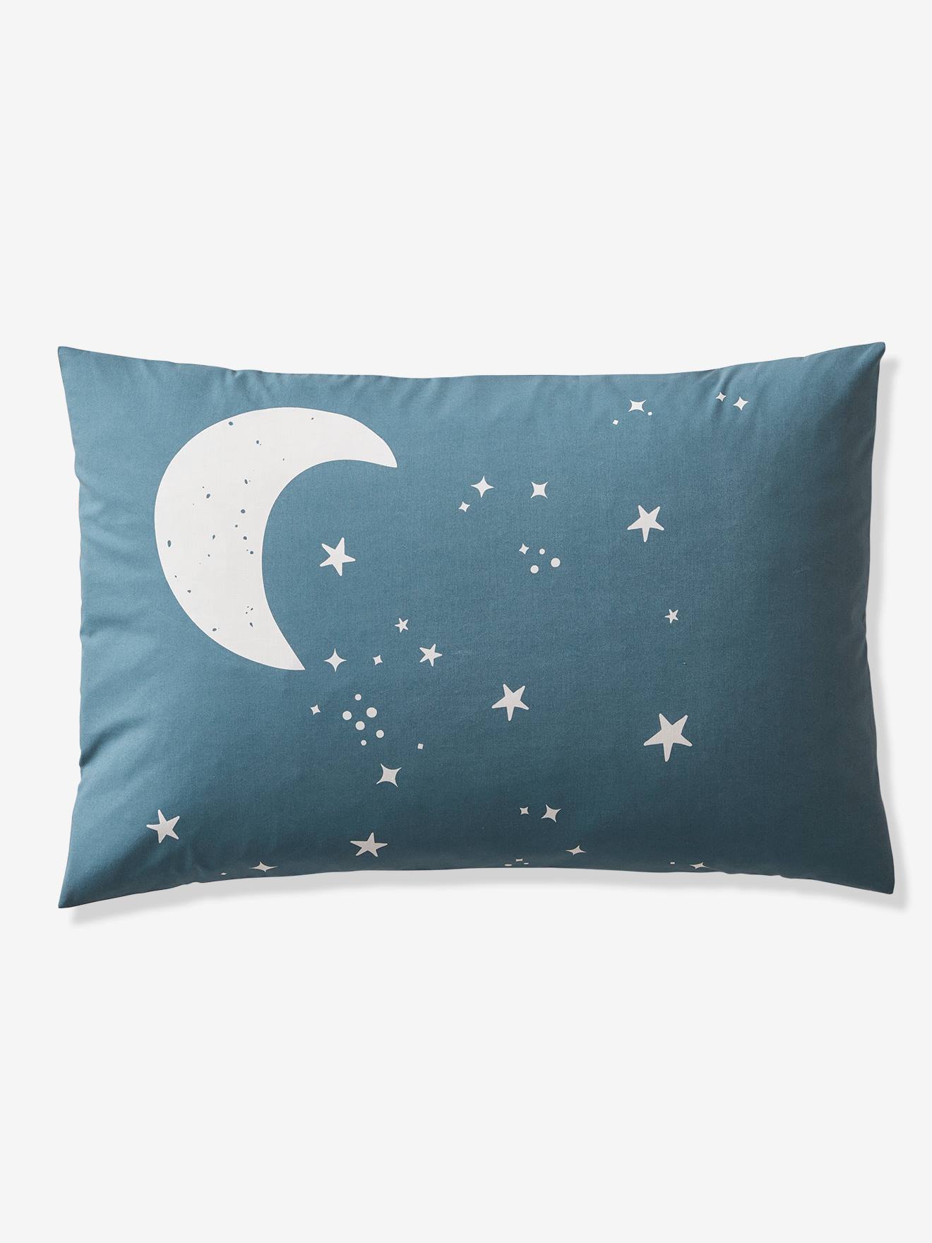 Conjunto infantil: capa de edredom + fronha ASTRO tamanho médio, branco liso com estampas