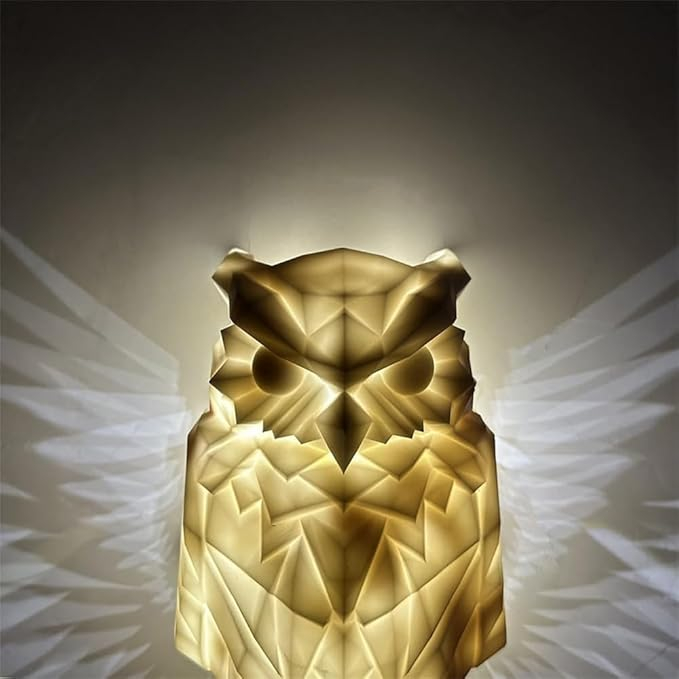 (20x12cm) 12 LED's 3D Eule Wandleuchte Home Deko Wand Lampe für Wohnzimmer / Flur (Batteriebetrieben) - Kaltweiss