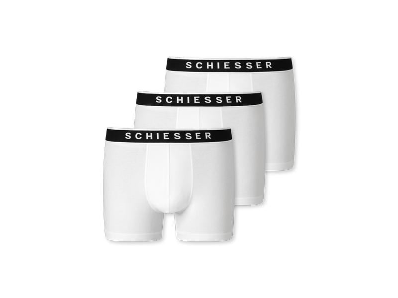 SCHIESSER Unterhosen Herren 3-er Pack, Weiss, L Weisse, körpernahe Herren-Shorts