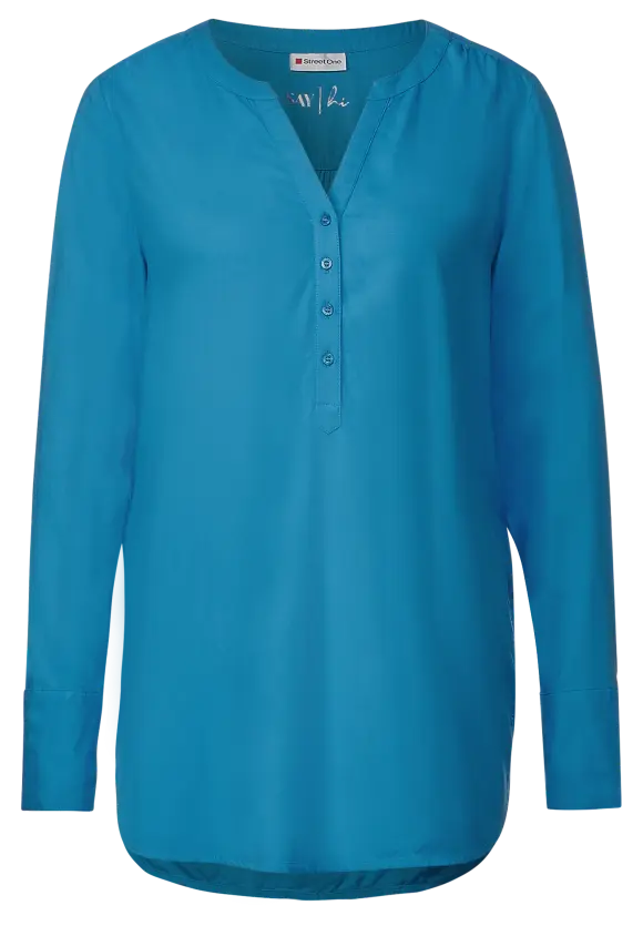 Longbluse in Unifarbe - alaska blue