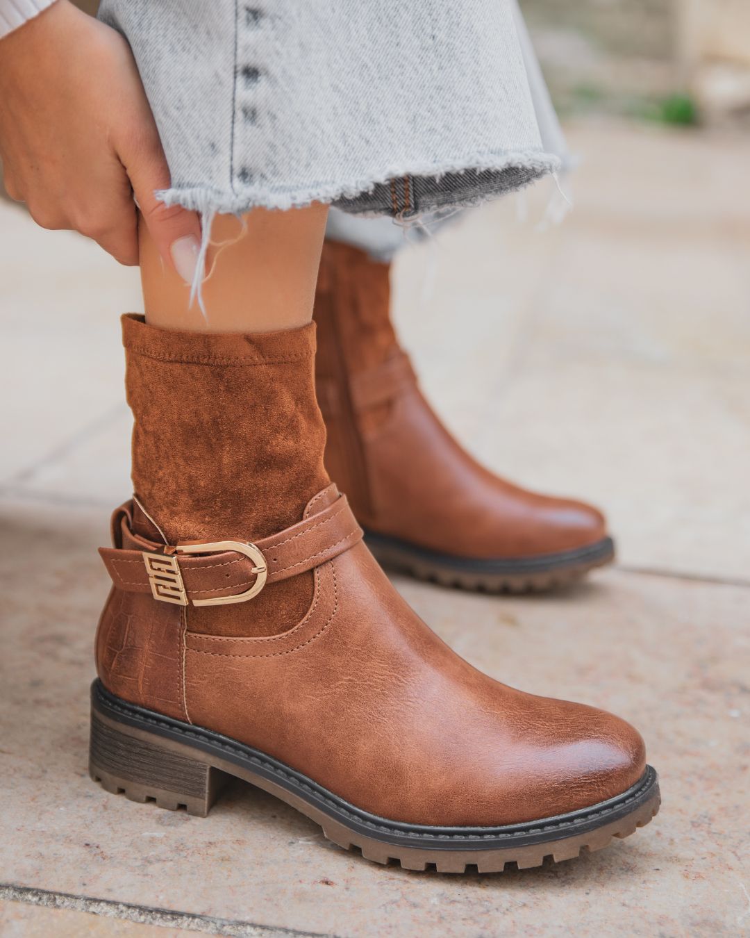 Bottines femme camel suédine - Arlette