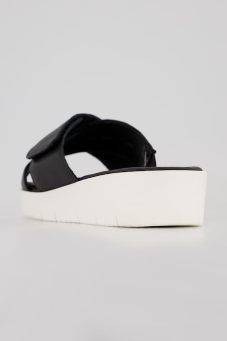 Vitaform Leder-Pantoletten, Klettriegel, Weite H