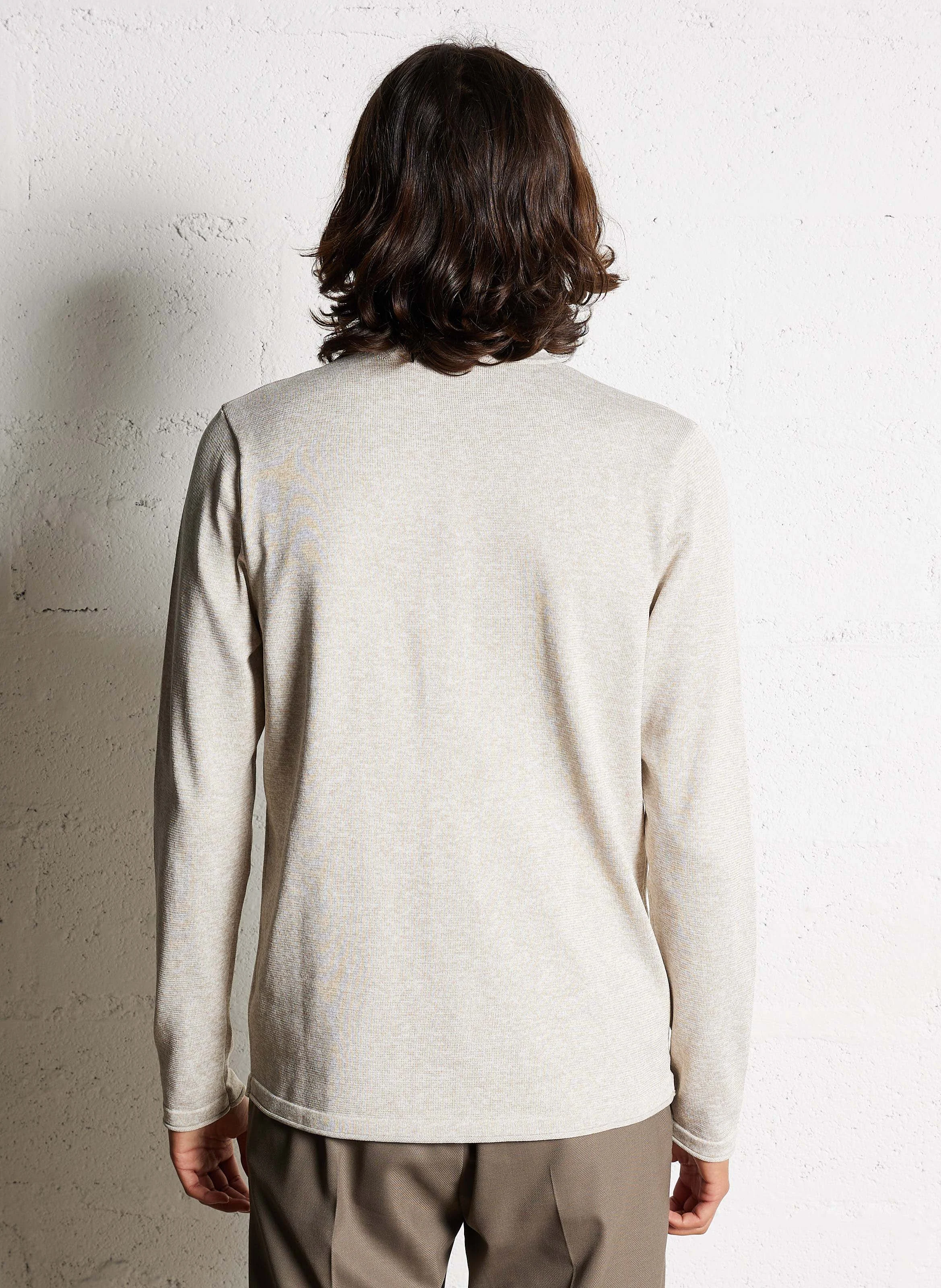 Pull droit col rond chiné | Beige