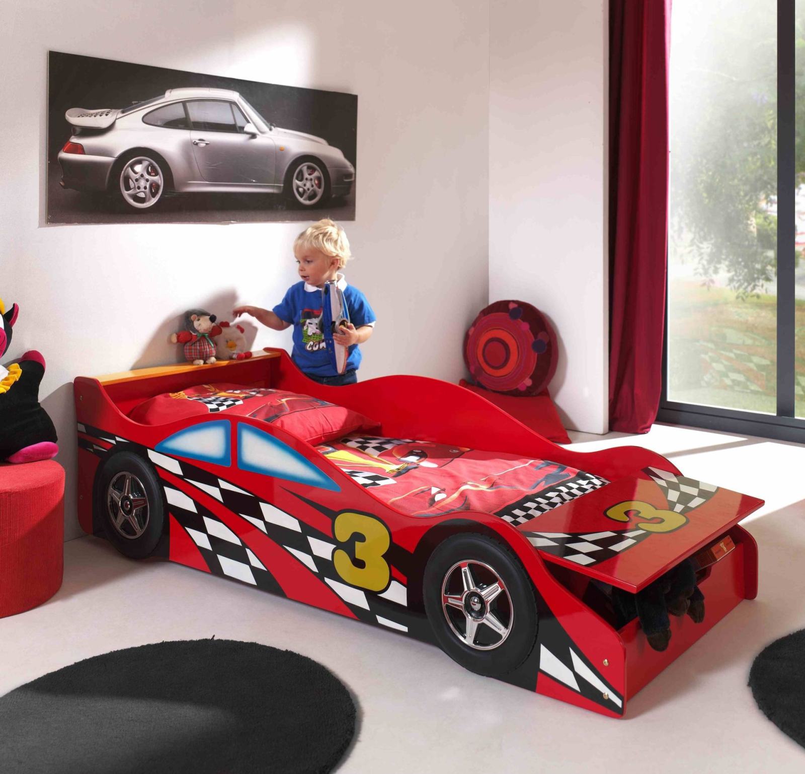 Autobett RACE CAR - rot - mit Matratze - 70x140 cm
