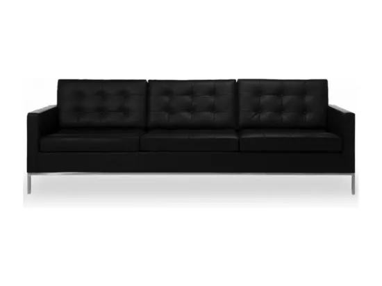 Canapé design 3 places capitonné cuir blanc Flora 204cm