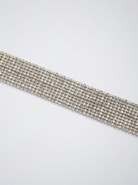 Gargantilha com diamantes - folheada a ouro