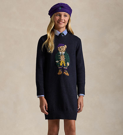 Polo Ralph Lauren Kleid - Strick - Navy m. Kuscheltier