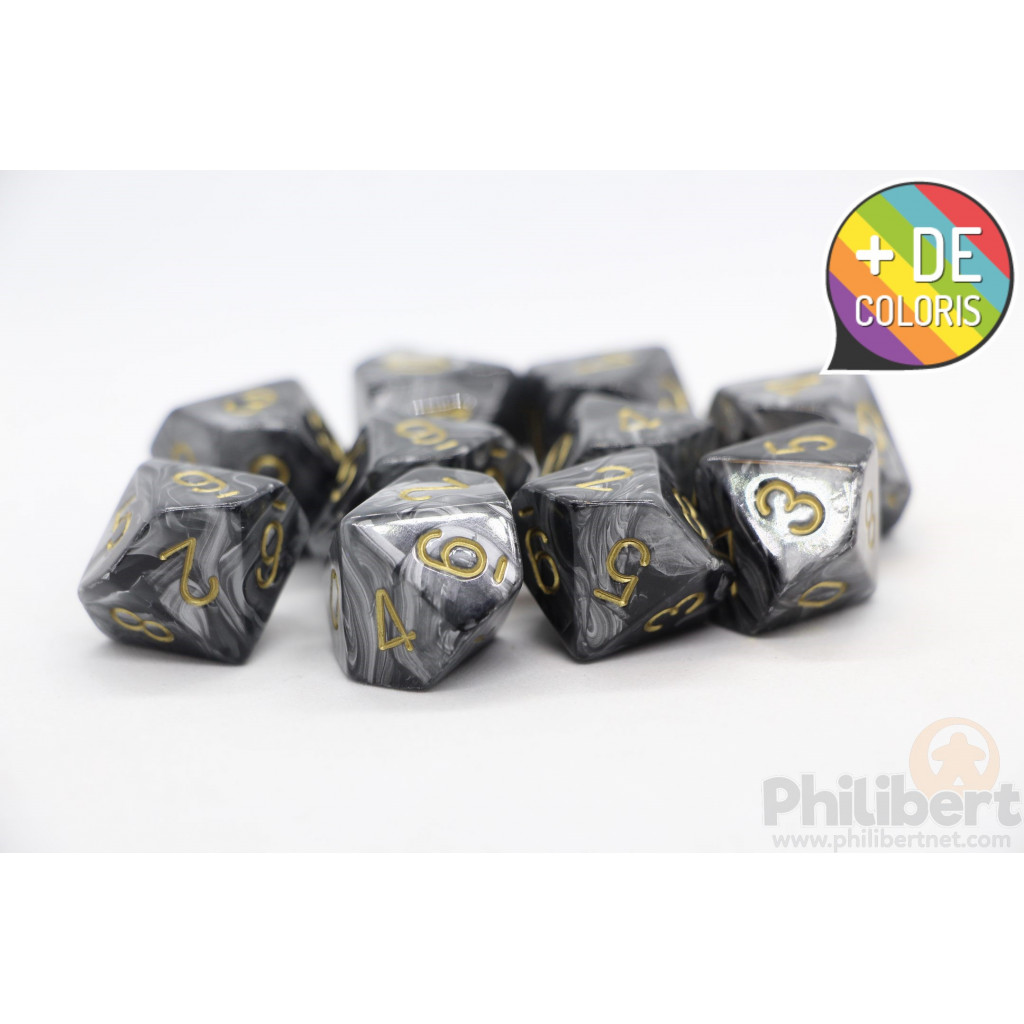 Set de 10 Dés 10 Faces Chessex : Lustrous