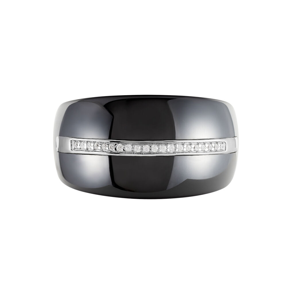 Bague Ceramik Design Argent Blanc Oxyde De Zirconium Et Céramique