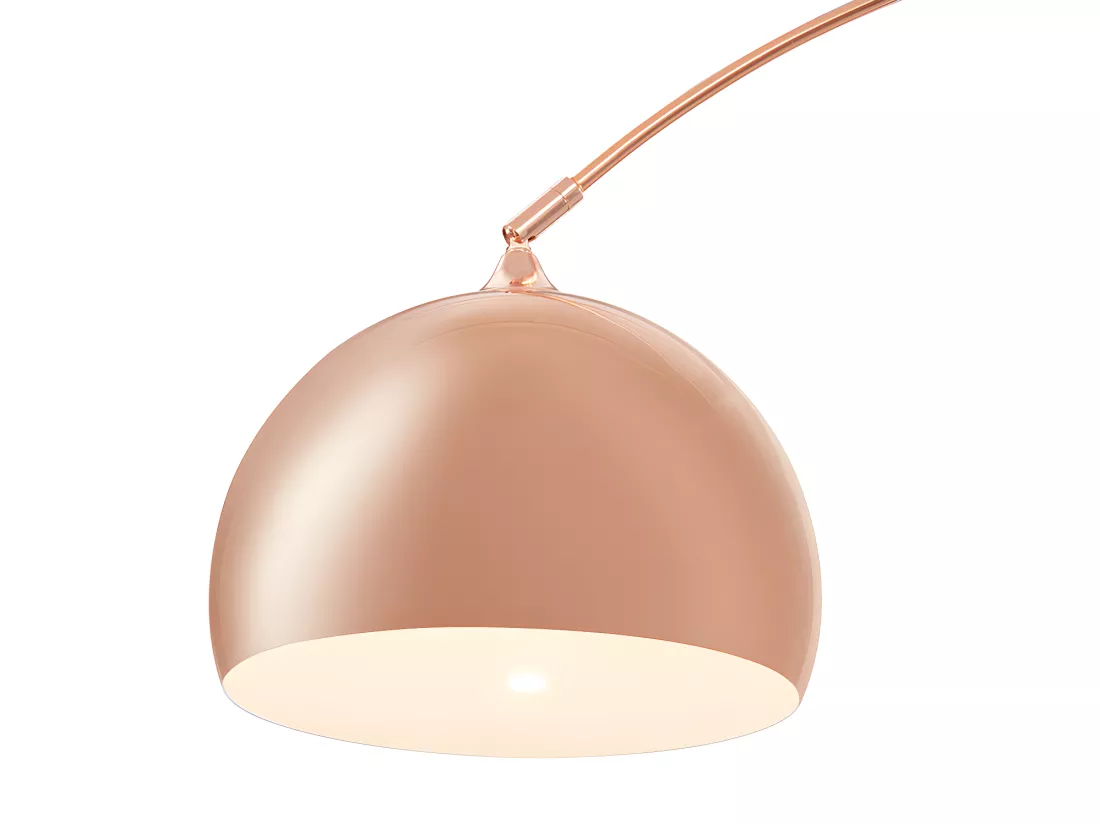 Grand lampadaire arc style art déco - Métal et marbre - H. 180 cm - Cuivré - OMBRAGE