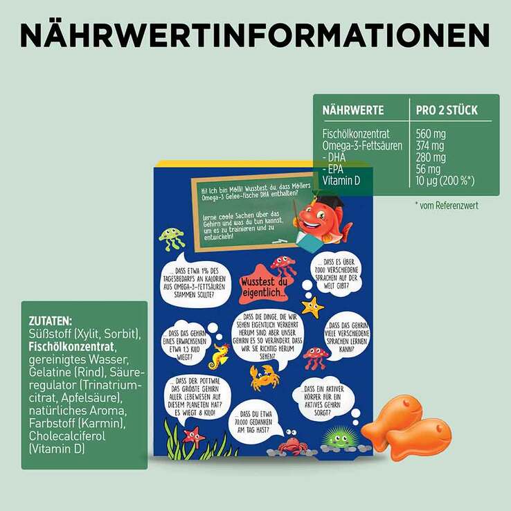 Möller`s Omega-3 Gelee Fisch Erdbeere Kautabletten, 36 St