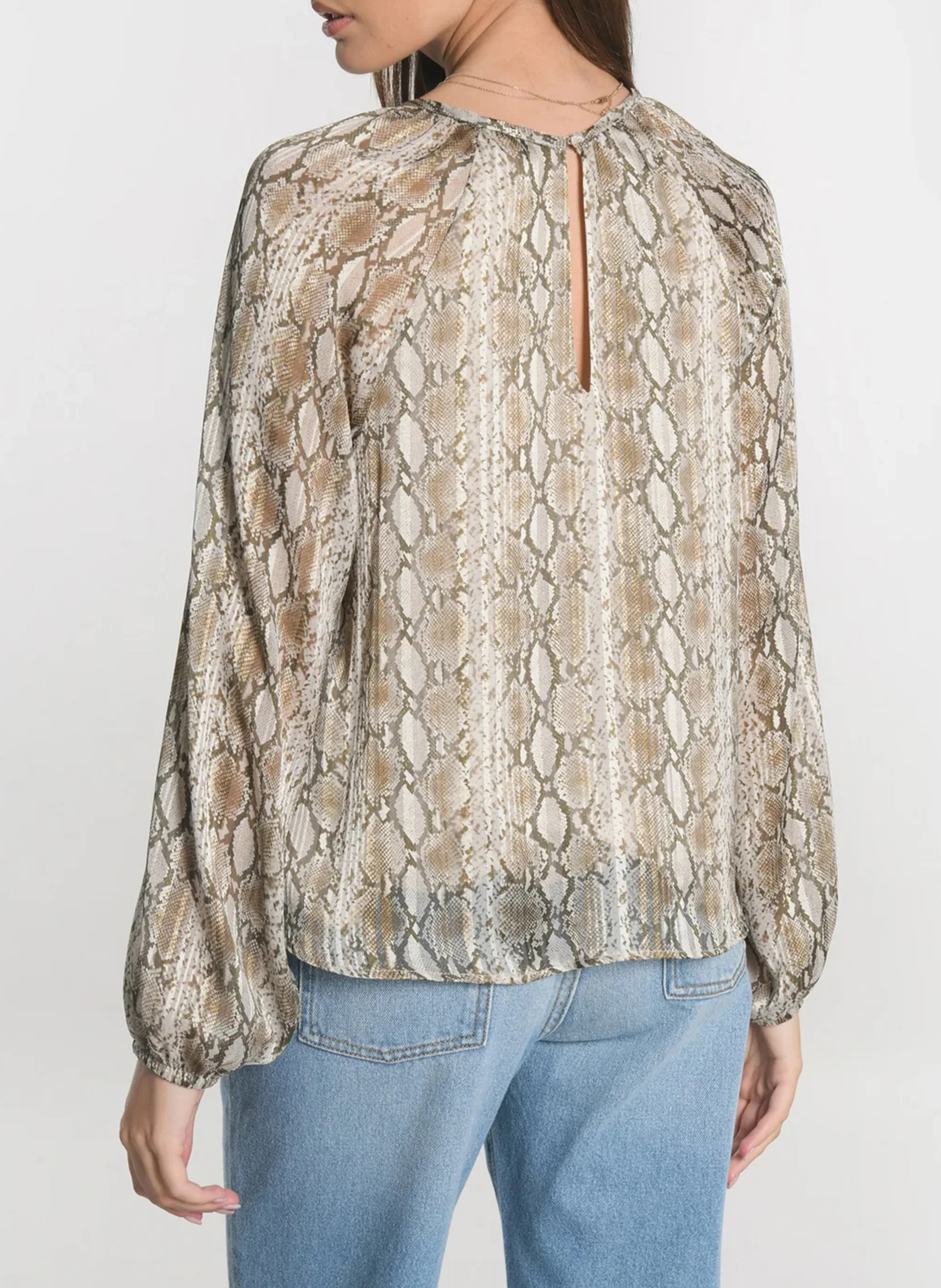 HENNA - Blouse col rond imprimée | Beige