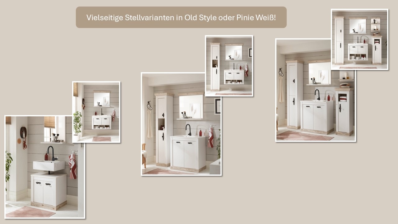 Home affaire Badspiegel »Florenz, Spiegel im Landhausstil« in Pinie Weiss, mit Ablagefläche, Breite 80 cm