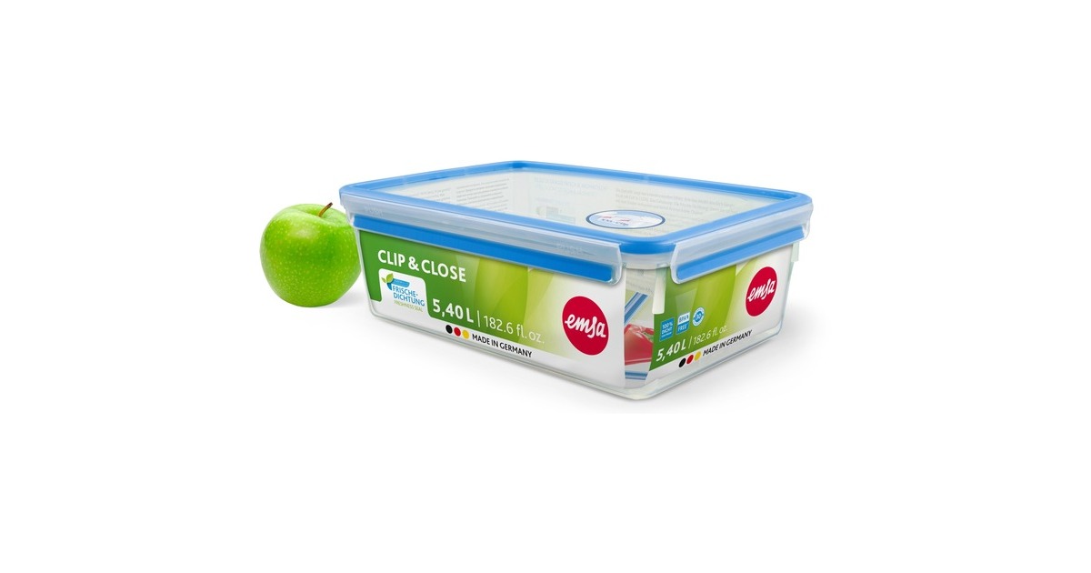 EmsaClip & Close vershoudbakje 5,5 L  doos  (Transparant/blauw, rechthoekig, Maxiformaat)
