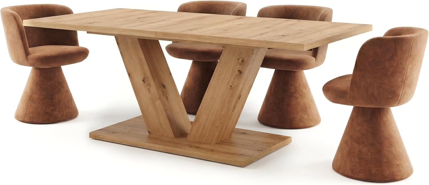 Newroom Esstisch Ausziehbar Wildeiche Esszimmertisch Modern - 150x76x90 cm (BxHxT) - Tisch Küchentisch Speisetisch - Esszimmer Küche Wohnzimmer