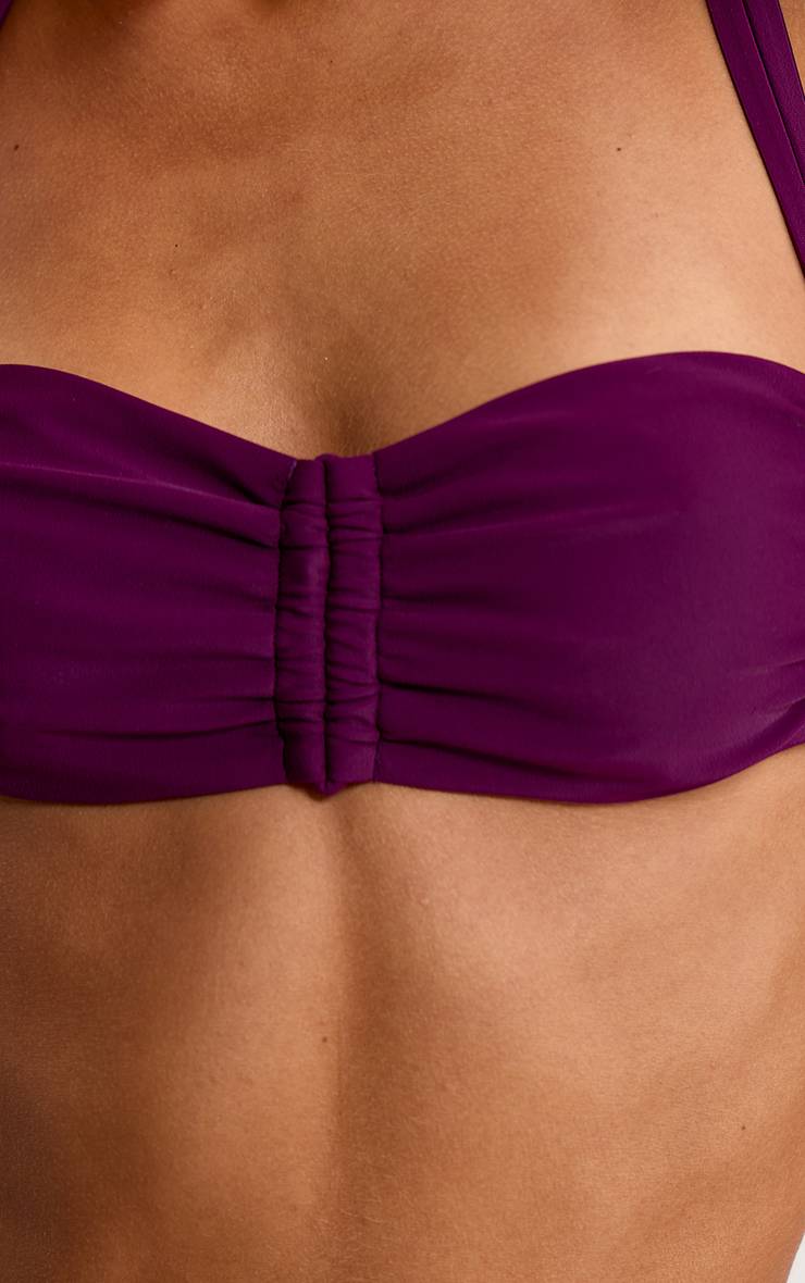 Prune Haut De Bikini À Double Bretelles Froncé Couleur Crème