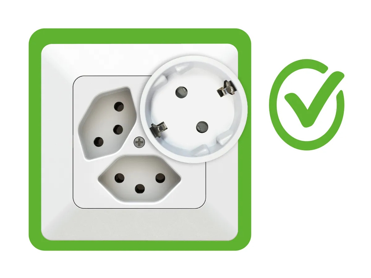 Reiseadapter asymmetrisch, Stecker: Typ 12 / Kupplung: Schuko