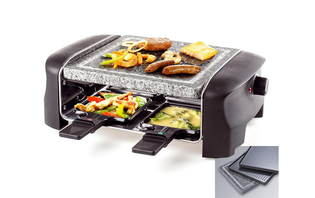 Gourmet 4 4 PersonenRaclette-Gerät mit Stein- und Aluminium-Grillplatte