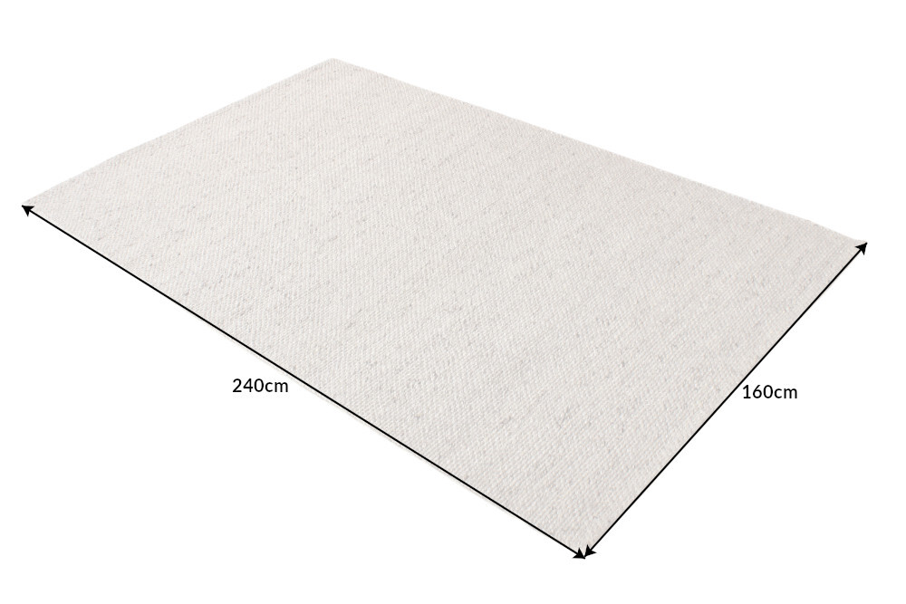 Design Teppich WOOL 240x160cm silbergrau aus Wolle