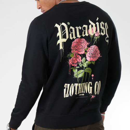 Sweat Crewneck Paradise Roses Clothing Noir
