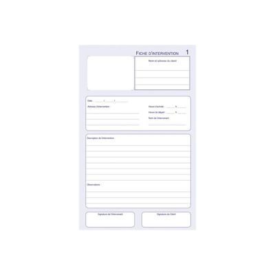 ELVE - Manifold Carnet Fiche d'intervention - 50 tripli 21 x 14 cm