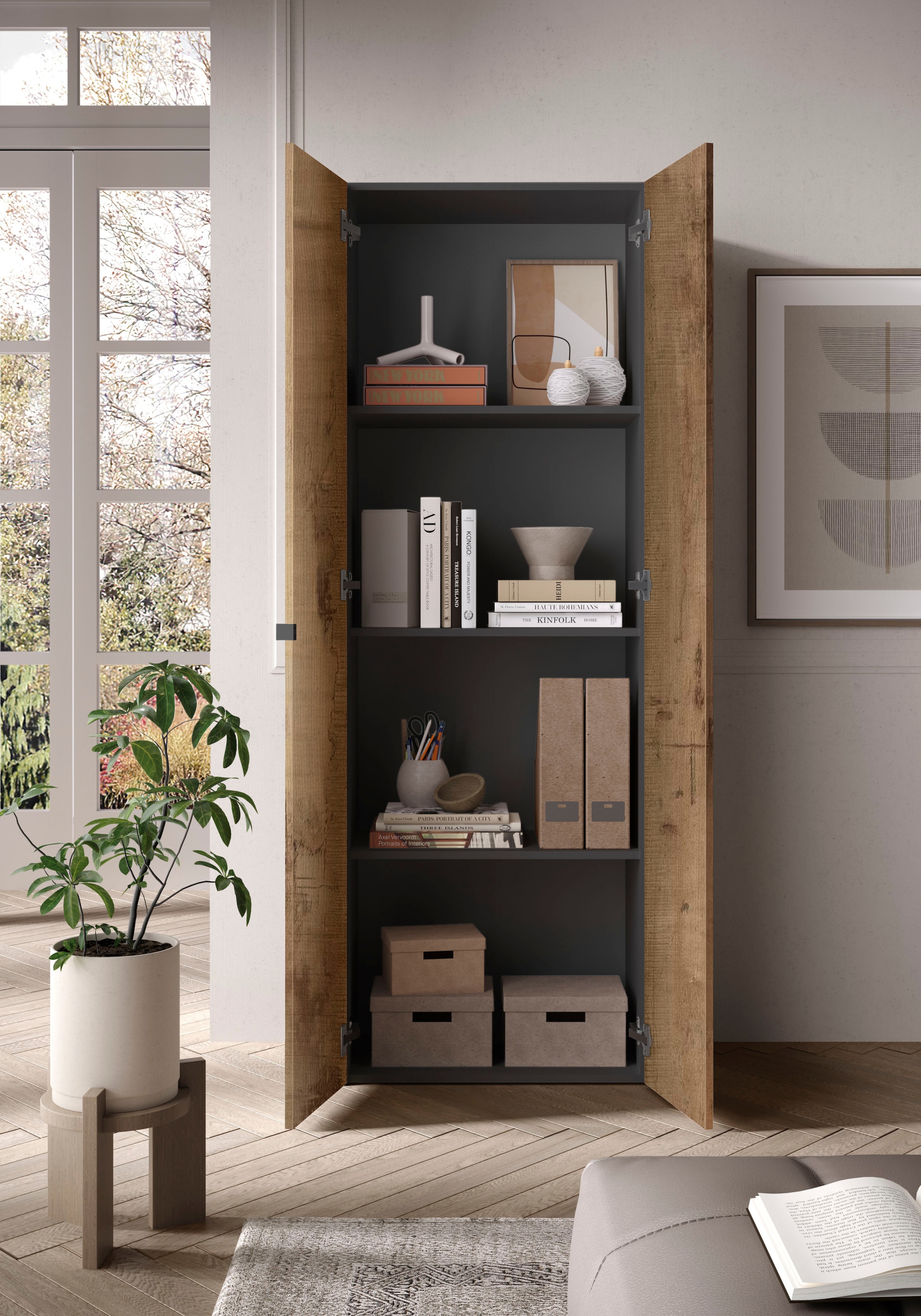 INOSIGN Aktenschrank »Basic, Büroschrank mit 2 Türen (innen 3 Einlegeböden),« hoher Mehrzweckschrank in verschiedenen Farben, B 63 x H 184 cm