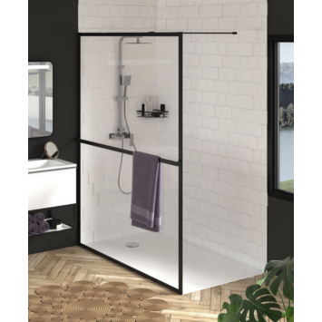 Allibert douchewand Milton 140x200 cm helder glas/mat zwart