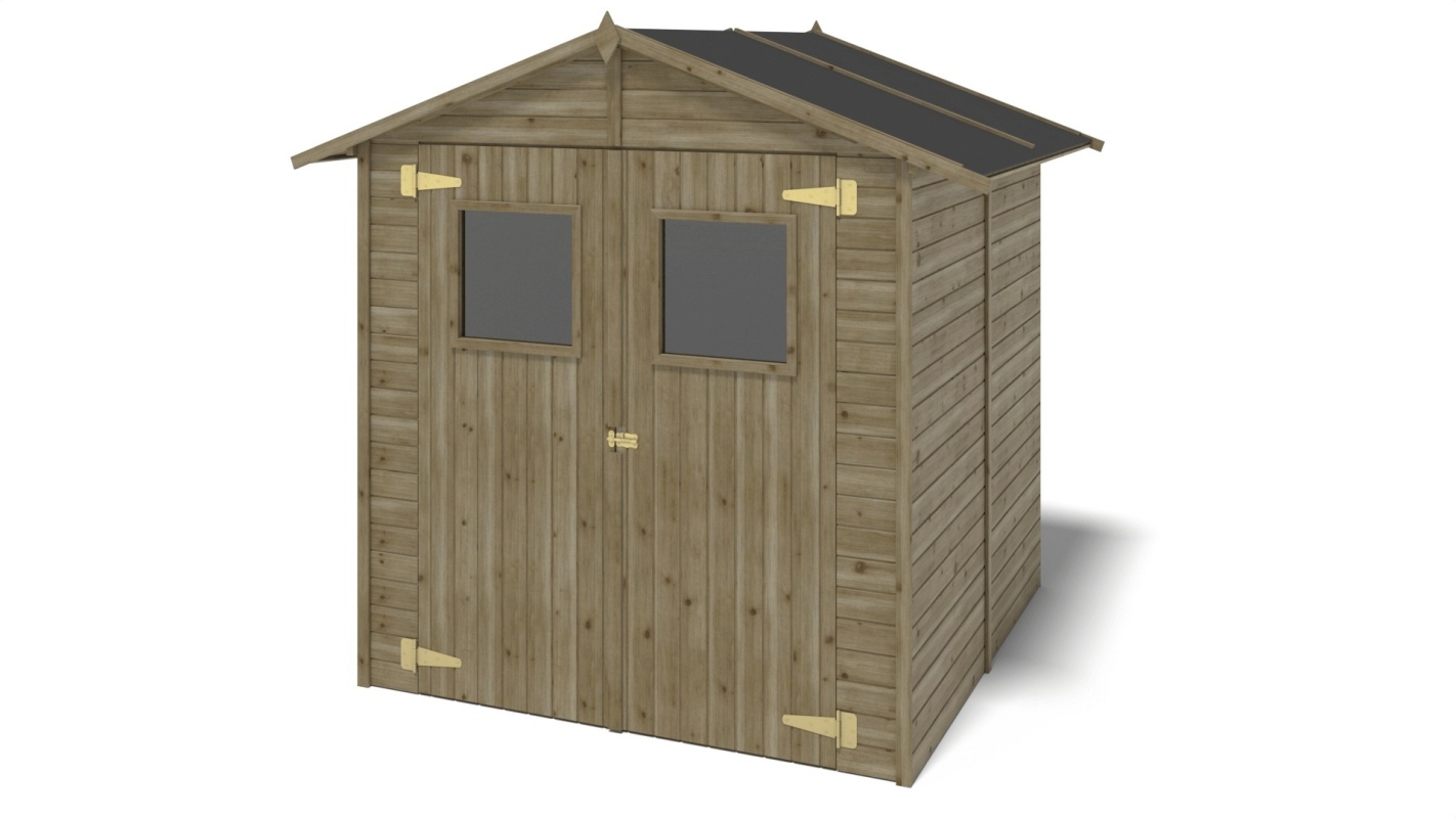 Abri de jardin en bois 3,46 m2 - 1,90x1,82 m - traité - couleur: vert