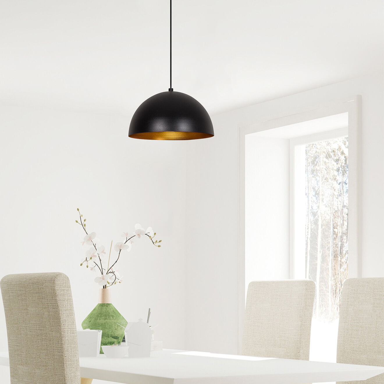 Opviq Suspension Sivani noir/doré - 30x11 cm