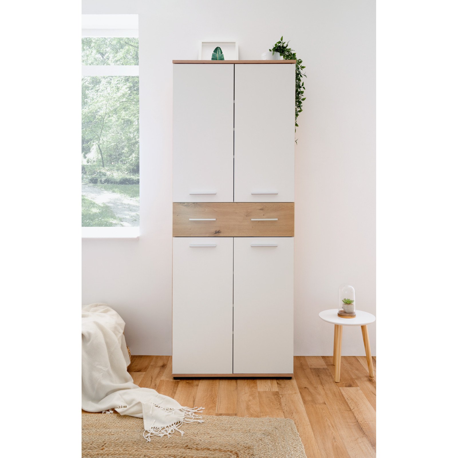 Mehrzweckschrank Jacky Artisan Oak weiss 70 x 185 x 35cm