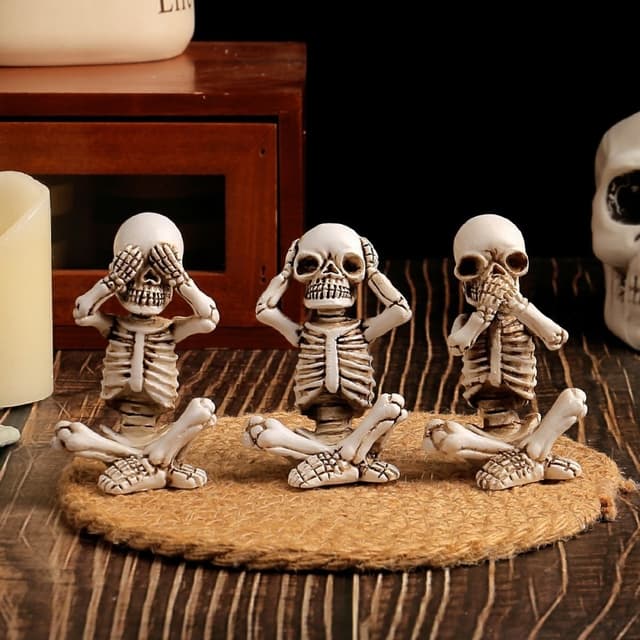 3 STK Halloween Uhyggelig Horror Ornament Skræmmende dekoration Siddende skelet