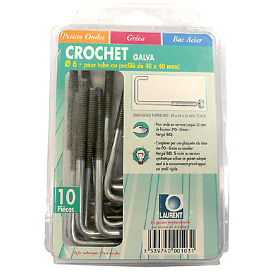10 crochets pour tube de 40x40
