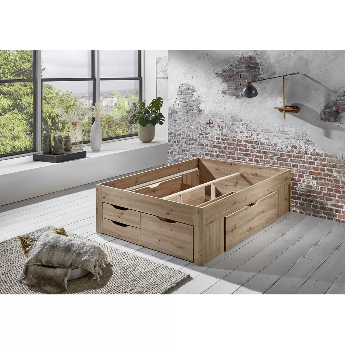 Stauraumbett Noah 140x200 Artisan Eiche