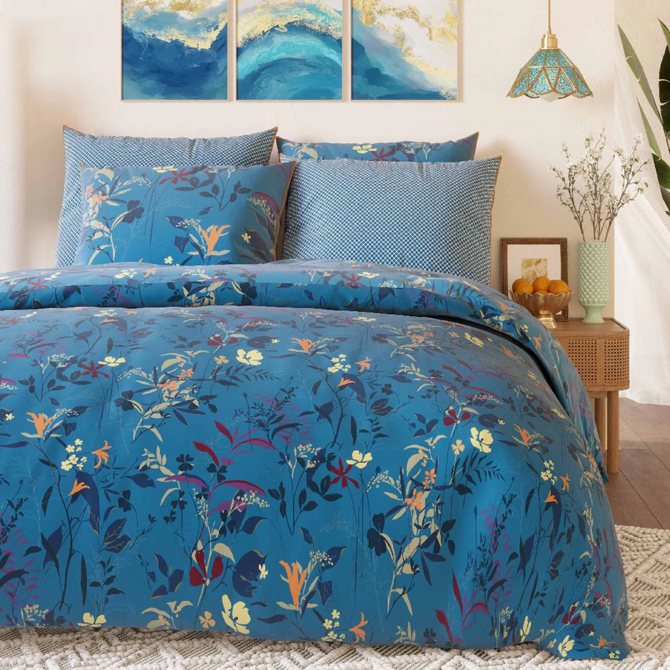 Passion d'Elly Prestige Parure housse de couette Tilly bleue