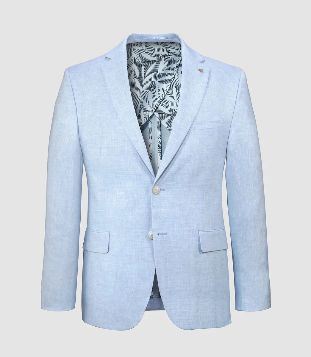 Veste ville 100% lin bleu ciel