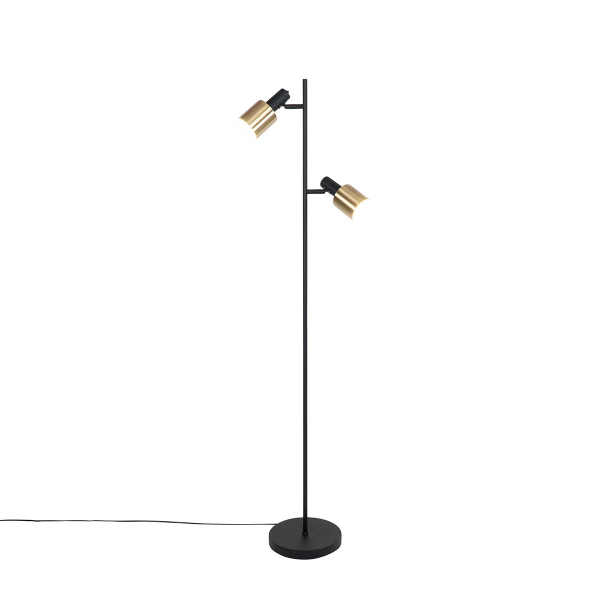 Smart vloerlamp zwart met goud incl. 2 Wifi A60 - Stijn