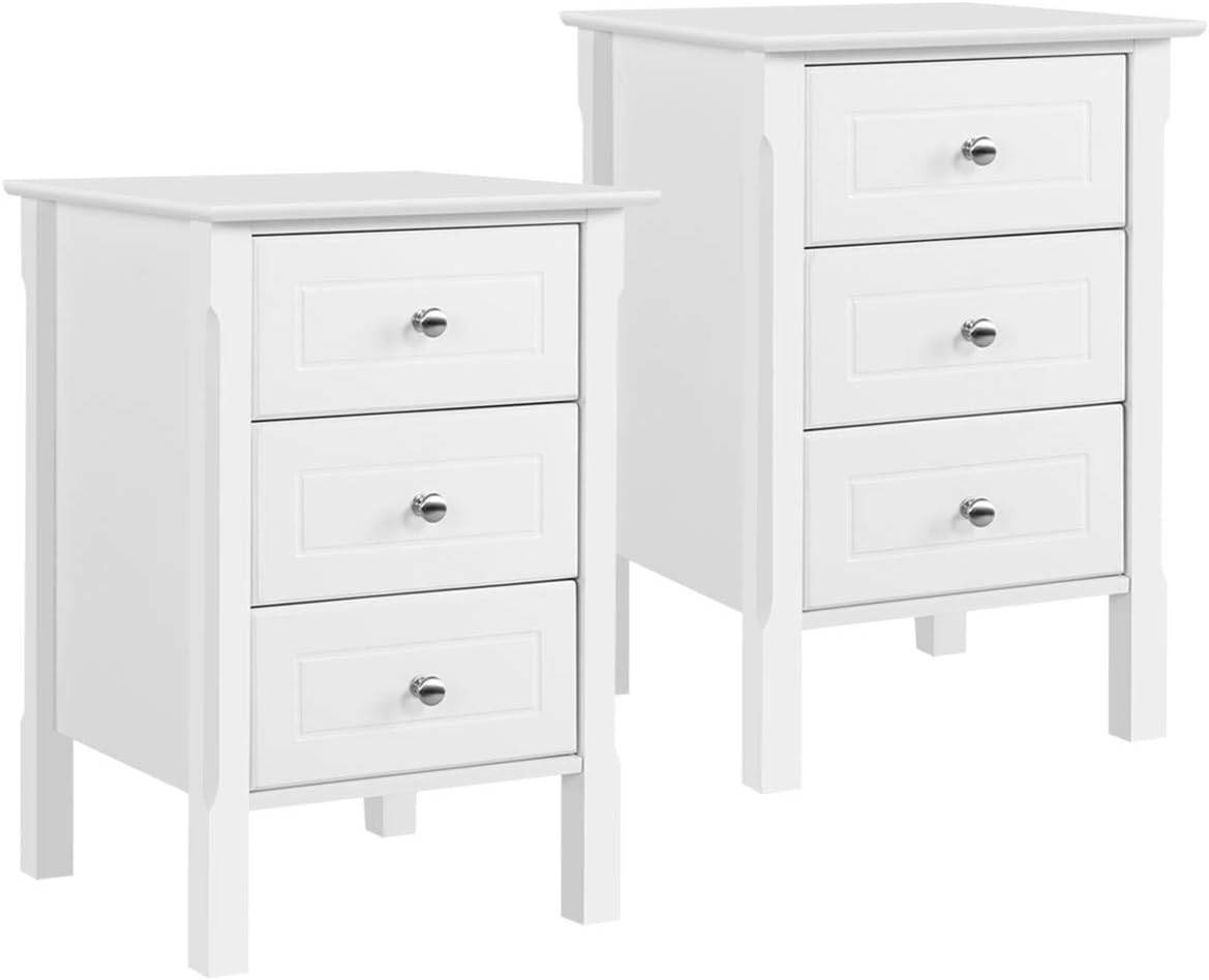 Yaheetech 2er Set Nachtschrank Nachttisch Boxspringbett Nachtkommode mit 3 Schubladen Sofatisch aus MDF Beistelltisch für Schlafzimmer/Wohnzimmer,